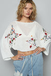 Floral Star Crop Sweater