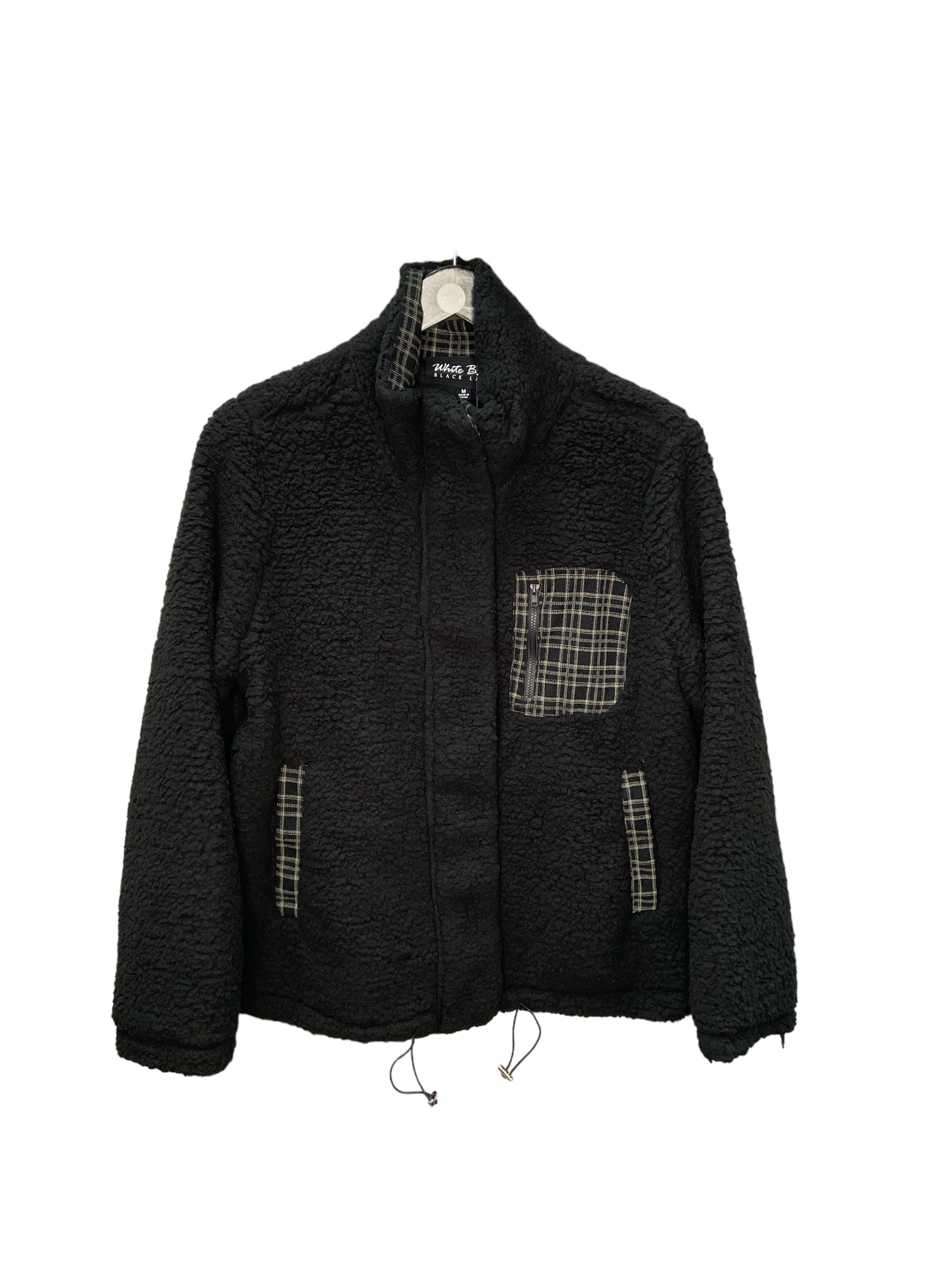 Cozy Chic Black Long Sleeve Sherpa Woven Jacket