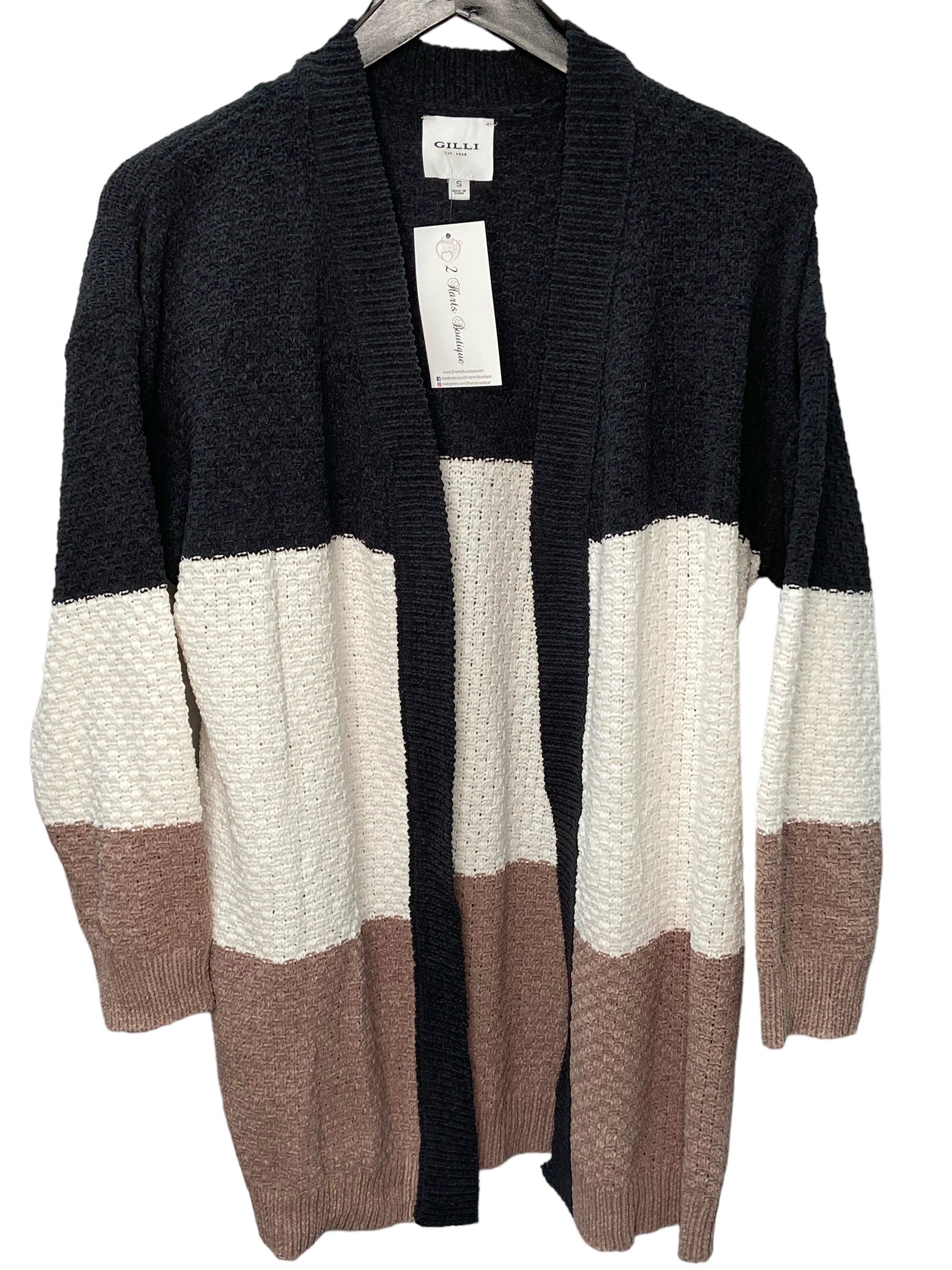 Long Sleeve Color Block Cardigan