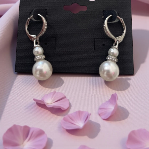 Silver Pearl & Crystal Earrings