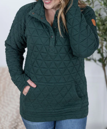 MM Geometric Pullover in Hunter Green