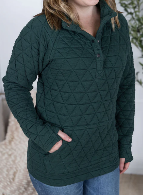 MM Geometric Pullover in Hunter Green