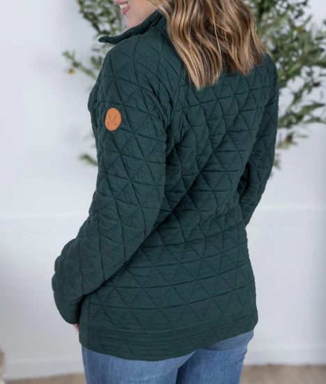 MM Geometric Pullover in Hunter Green