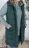 MM Harlow Long Vest in Hunter Green