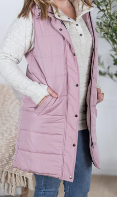 MM Harlow Long Vest in Blush