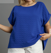 Texture Jacquard Boxy Cut Top with Back Buttons