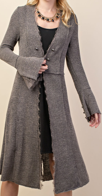 Bell Cuff Cardigan in Stone