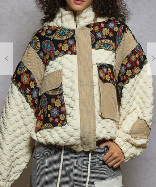 Cream and Tan Jacket w/Corduroy Accents