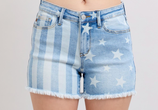JB Stars & Stripes Fray Hem Shorts