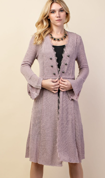 Bell Cuff Cardigan in Mauve
