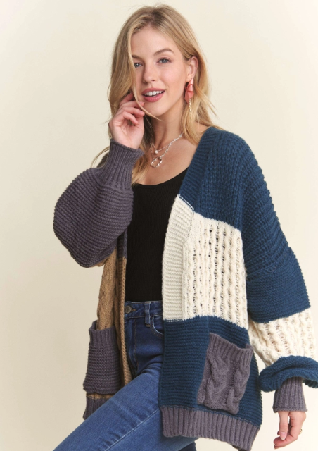 Color Block Cardigan