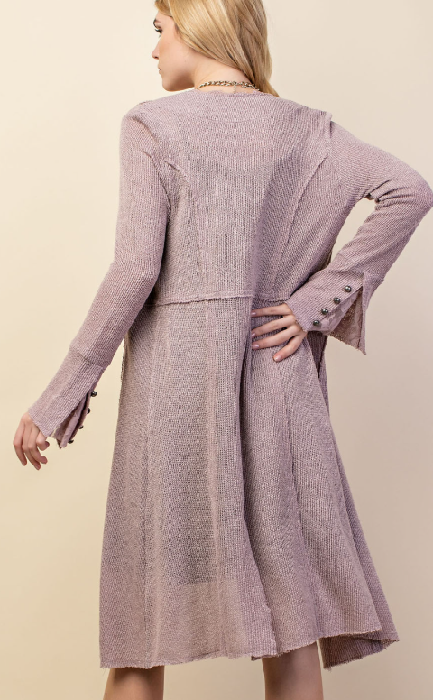 Bell Cuff Cardigan in Mauve