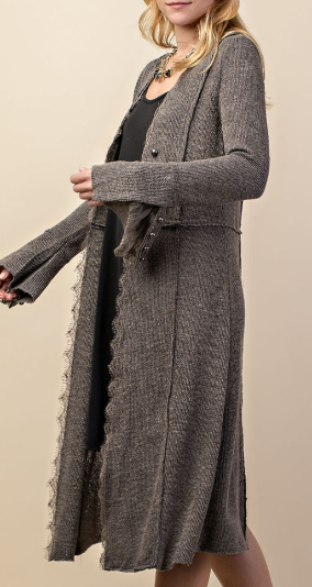 Bell Cuff Cardigan in Stone