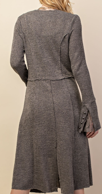 Bell Cuff Cardigan in Stone