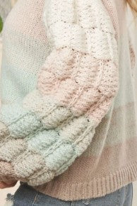 Puffy Sleeve Pullover in Mint/Multi