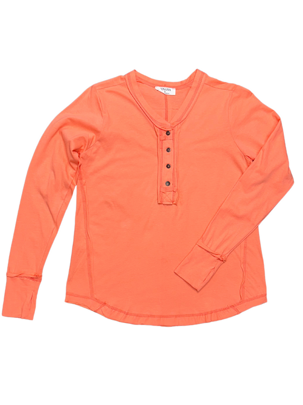 Button Closure Long Sleeve-Coral