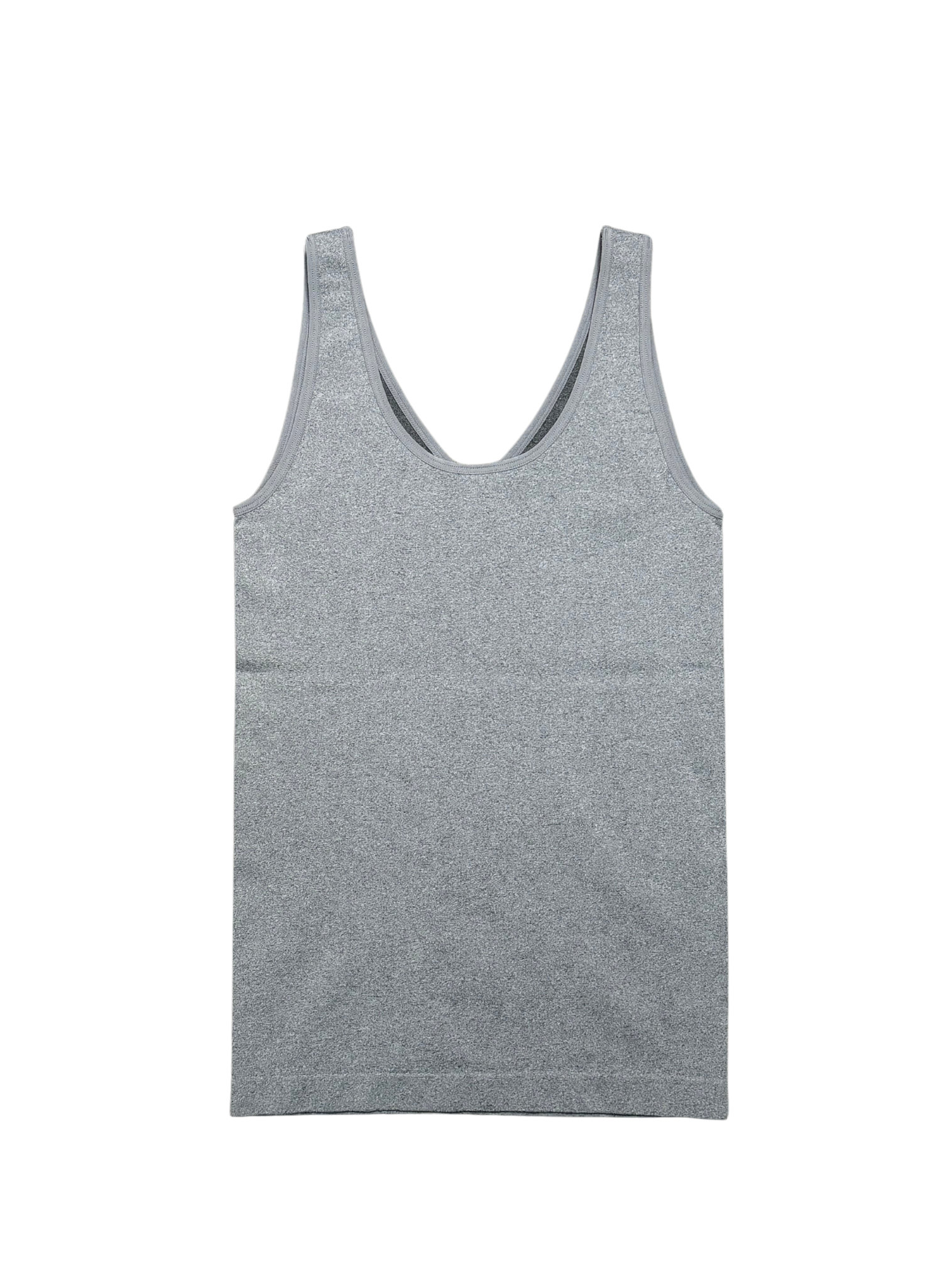 U-Neck Seamless Tank-Heather Grey