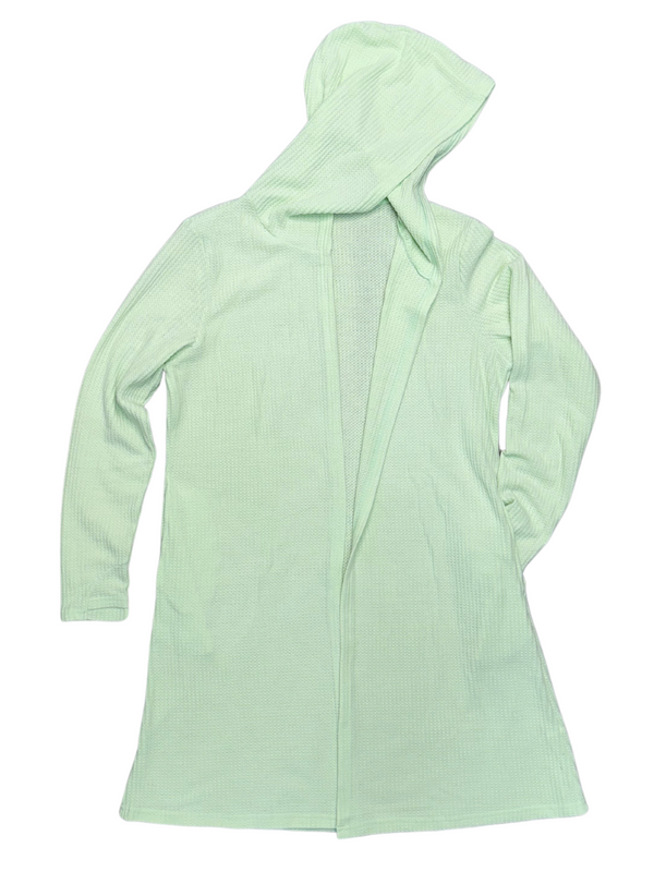 MM Hooded Waffle Cardigan - Lime