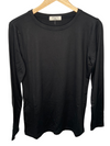 Brushed Microfiber Long Sleeve Round Neck Tee in Black