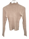 Ribbed Pointelle Mock Neck Sweater in Mauve Desert