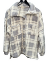 Fleece Plaid Shacket in Grey