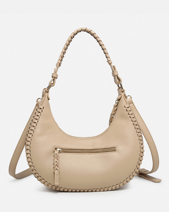 Aria Whipstitch Crescent Shoulder Bag in Lt Yellow