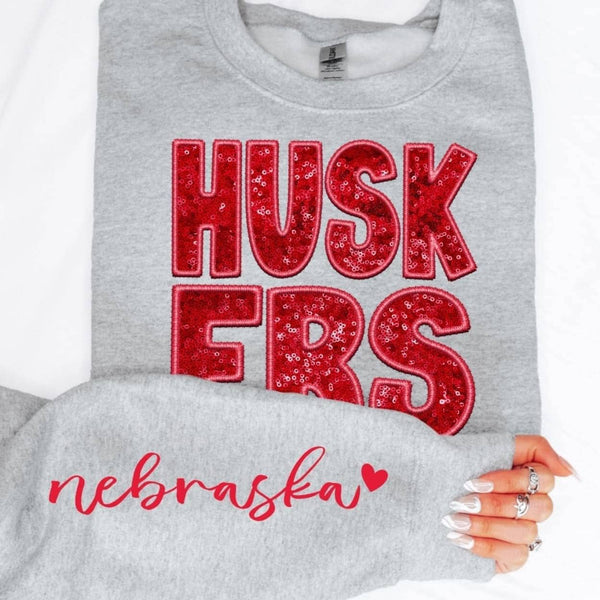 Sequined Nebraska Crewneck
