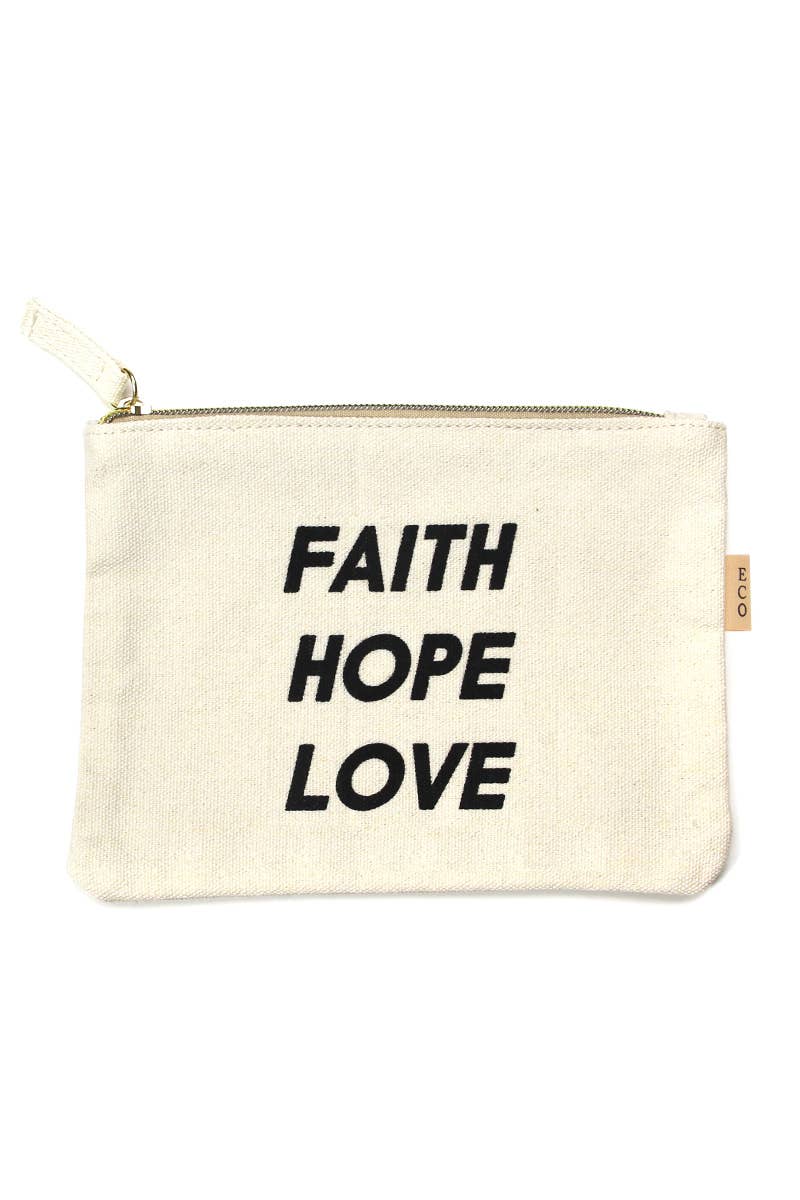 Multi Lettering Cotton Canvas Eco Pouch Bags: One Size / PCH026