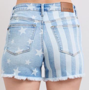 JB Stars & Stripes Fray Hem Shorts