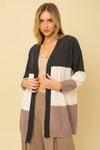 Long Sleeve Color Block Cardigan
