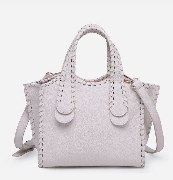 Marla Whipstitch Satchel in Off White