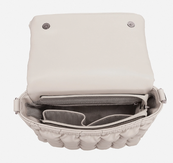 Naomi Top Zip Quilted Crossbody in Tan