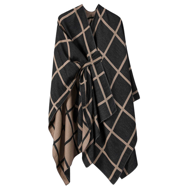 Window Pane Loop Cape Taupe/Black