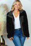 Cozy Chic Black Long Sleeve Sherpa Woven Jacket