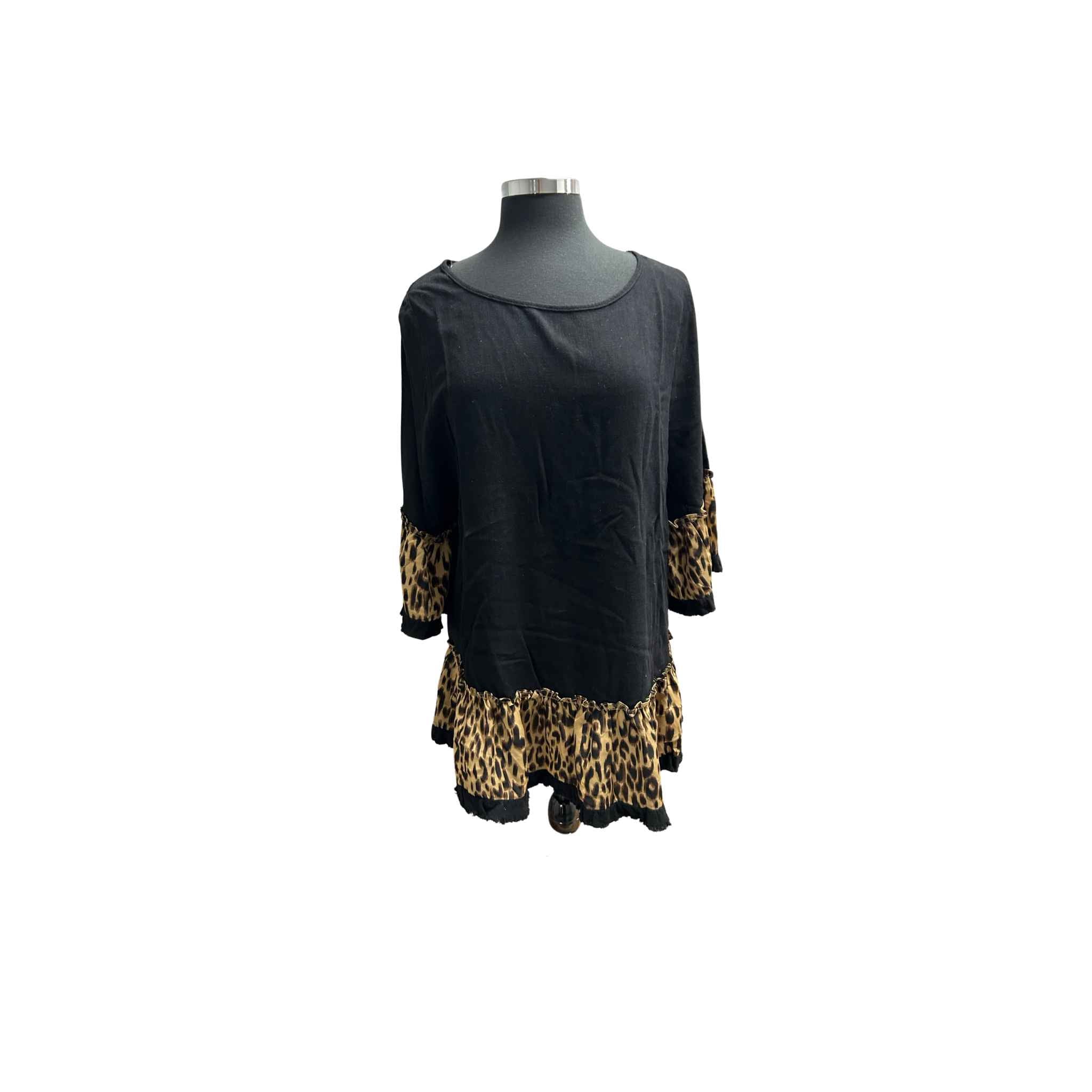 Animal Print Ruffle Sleeve Top