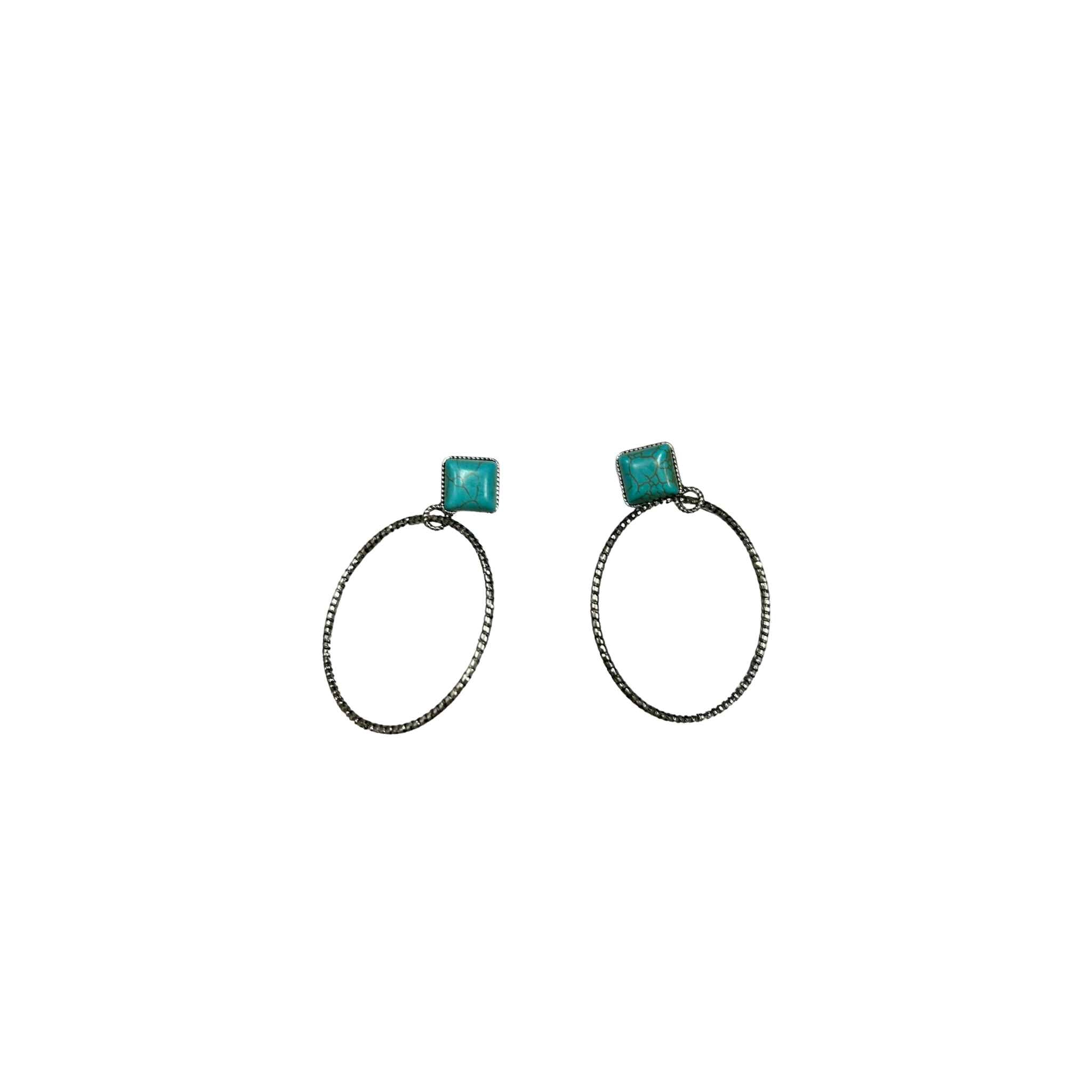 Aqua Stone Dangle Stud Earrings