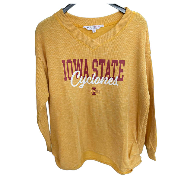 Collegiate V-Neck Long Sleeve Tops