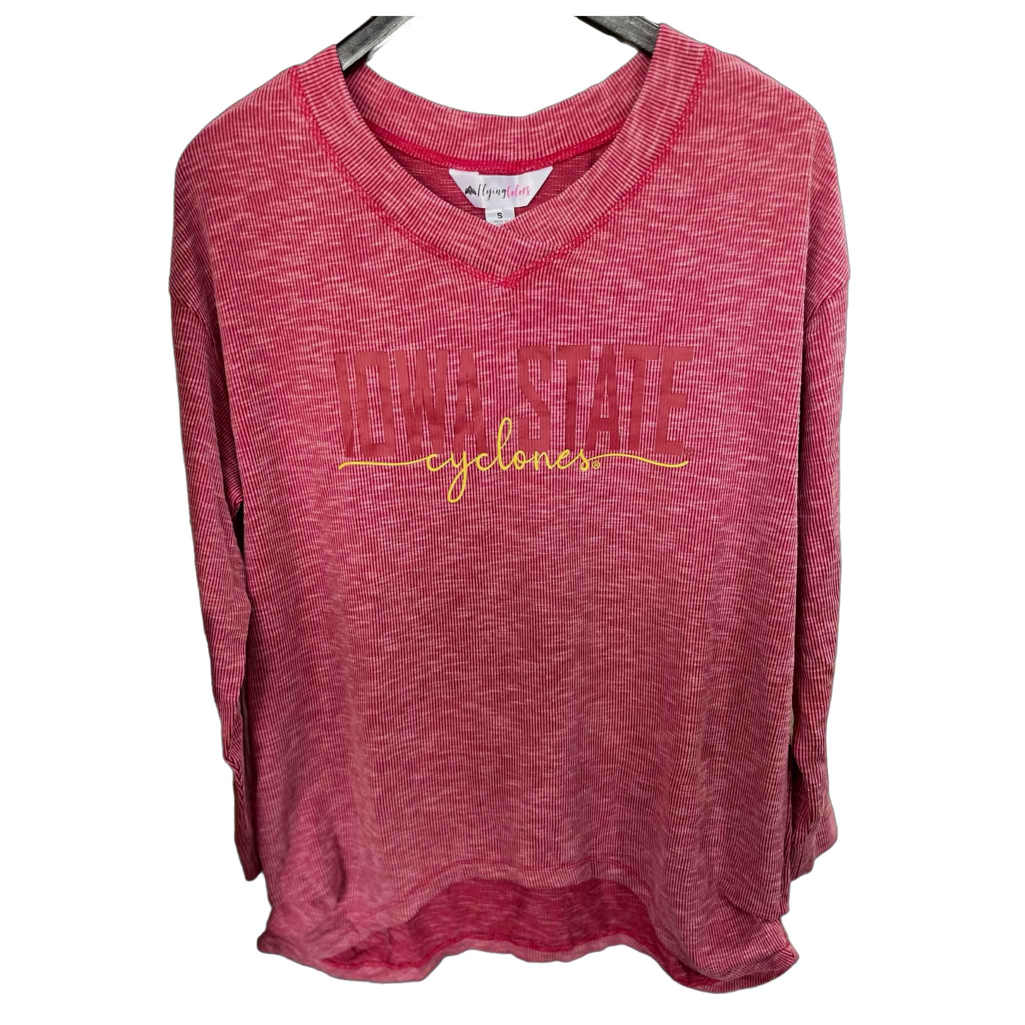 Collegiate V-Neck Long Sleeve Tops
