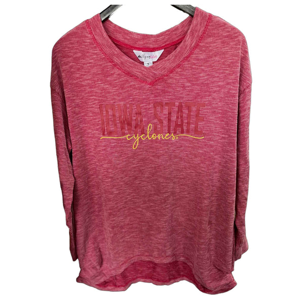 Collegiate V-Neck Long Sleeve Tops