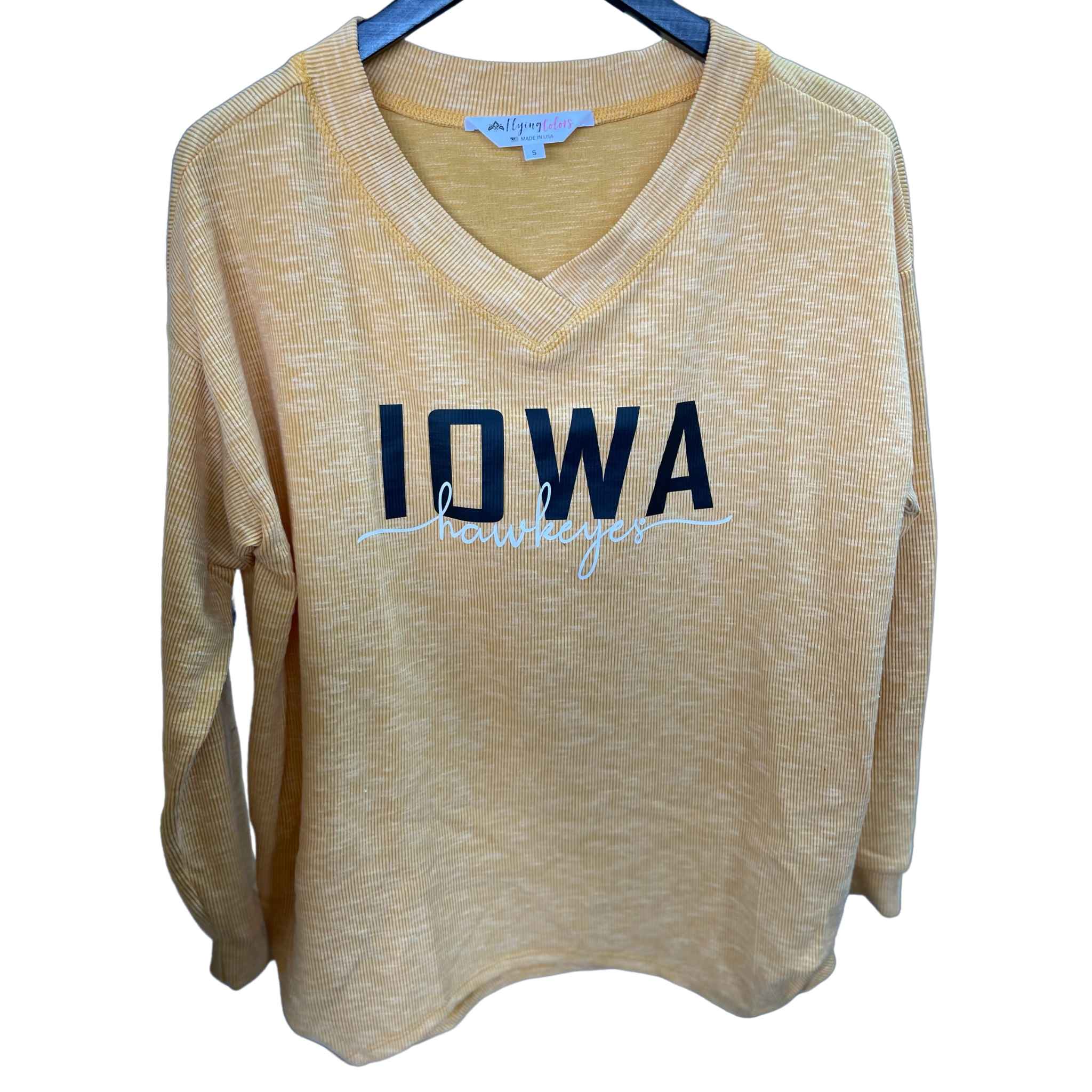 Collegiate V-Neck Long Sleeve Tops