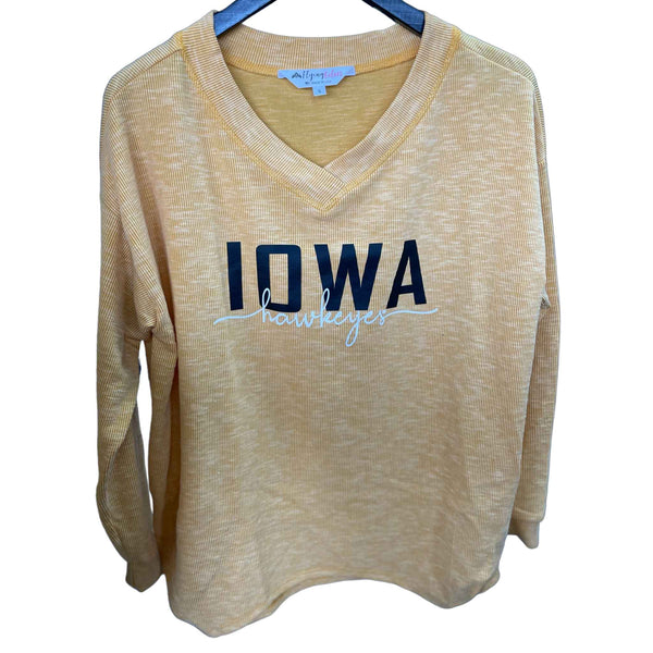 Collegiate V-Neck Long Sleeve Tops