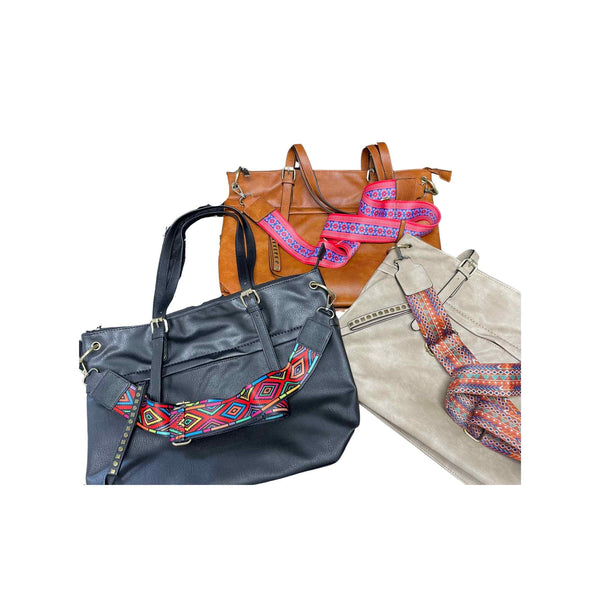 Convertible Leather Handbag With Guitar Strap