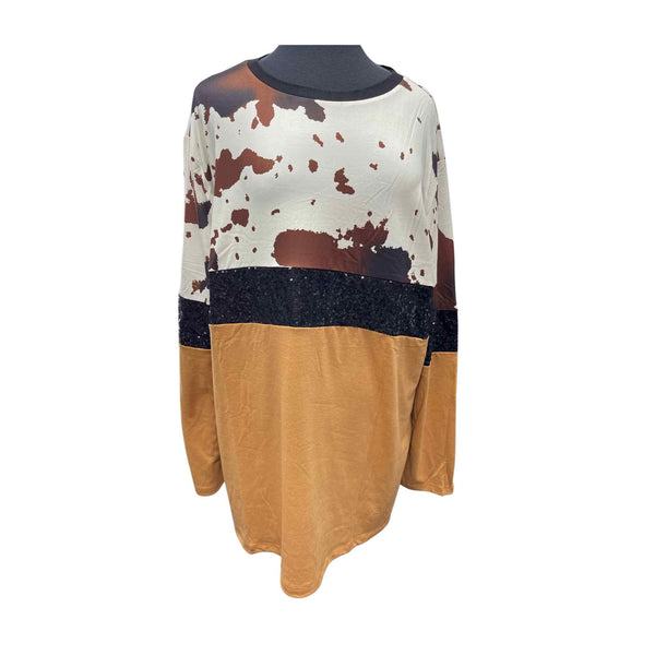 Cow Print And Sequin Top
