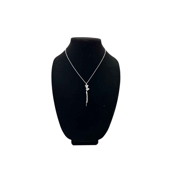 Double CZ Butterfly Necklace With Tassel