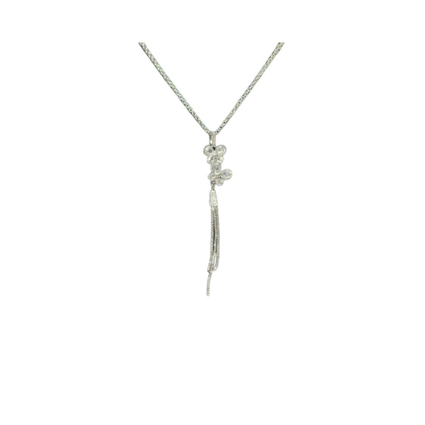 Double CZ Butterfly Necklace With Tassel