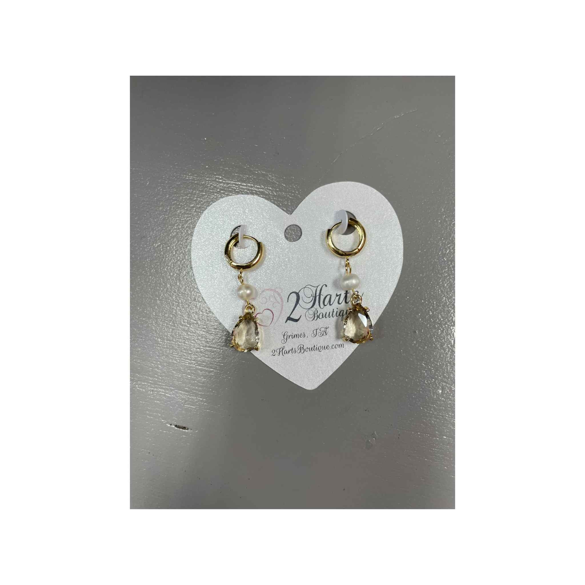 Faux Pearl With Rhinestone Teardrop Earrings