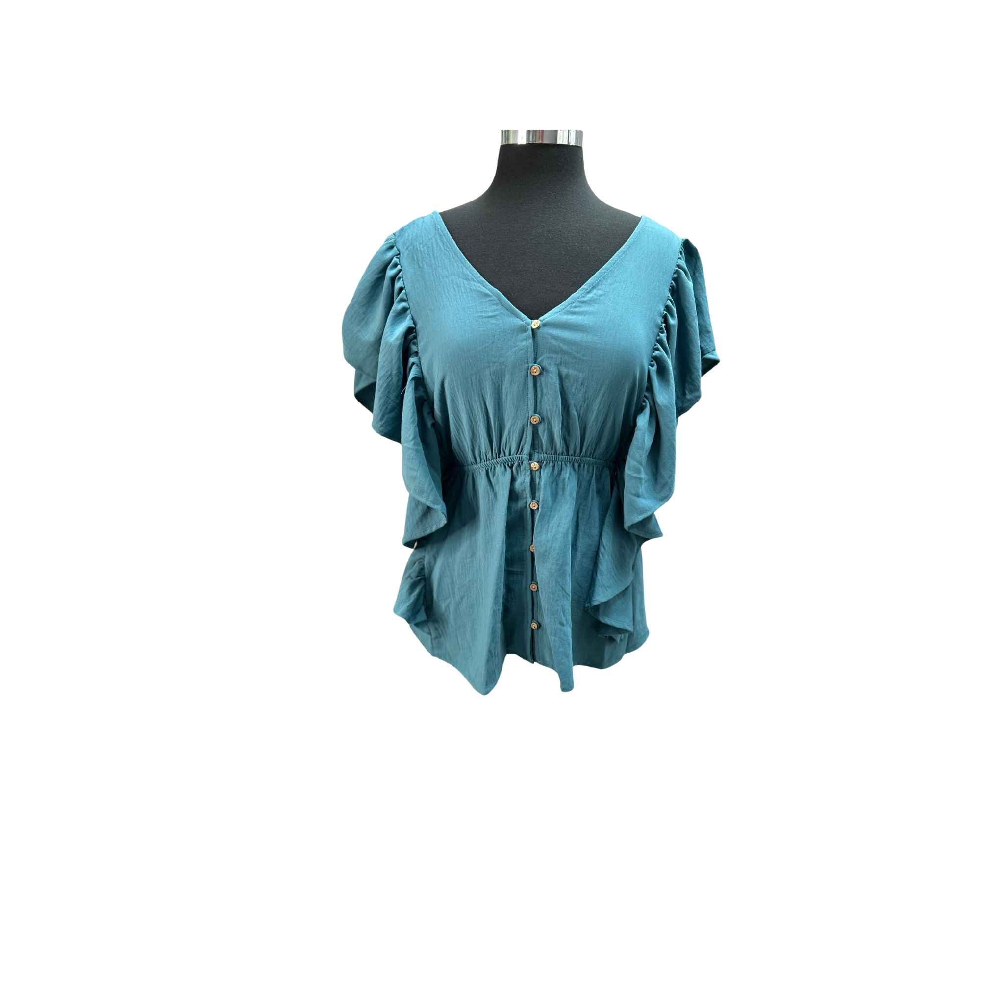 Frill Sleeve V-Neck Top