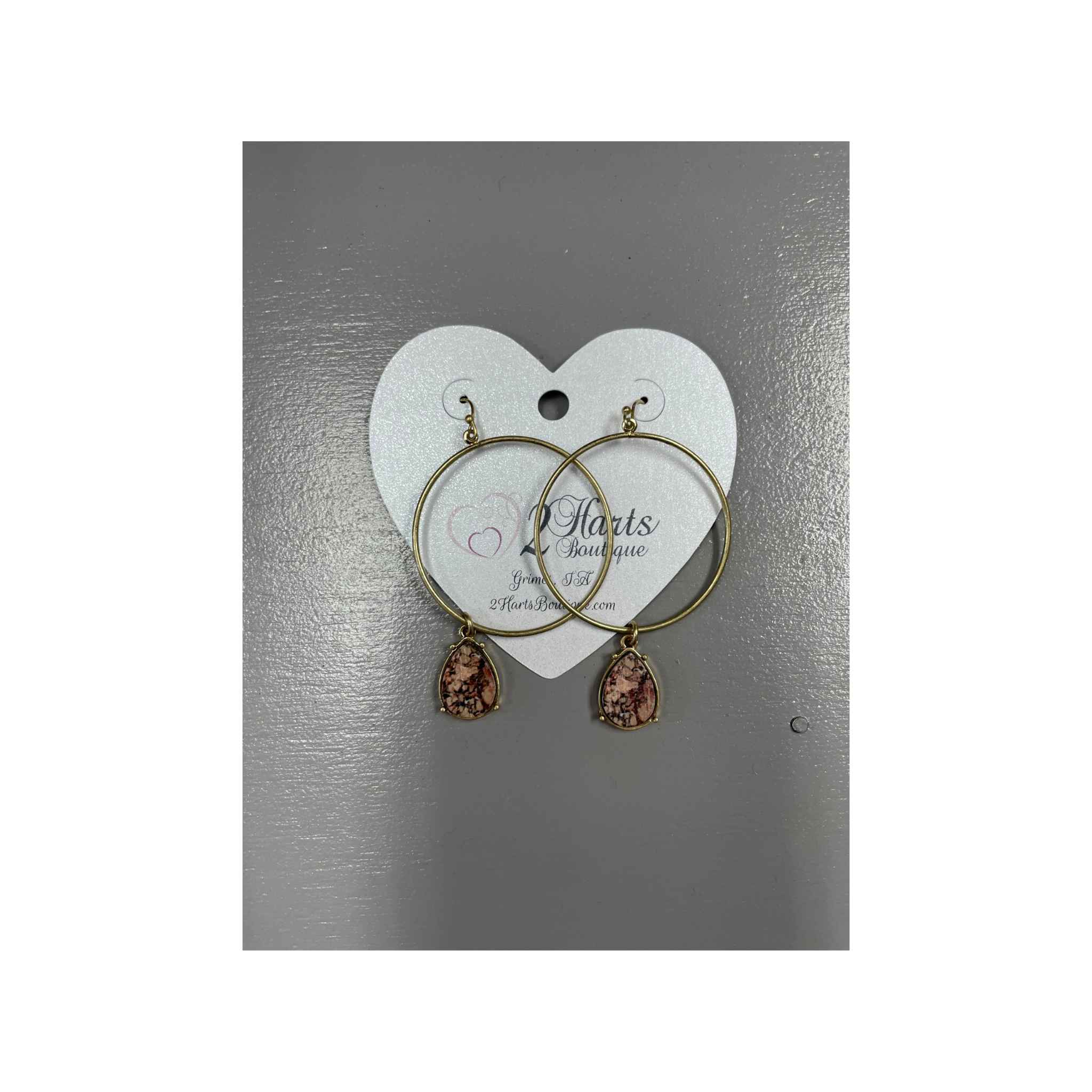 Gold Hoop With Teardrop Charm Earrings