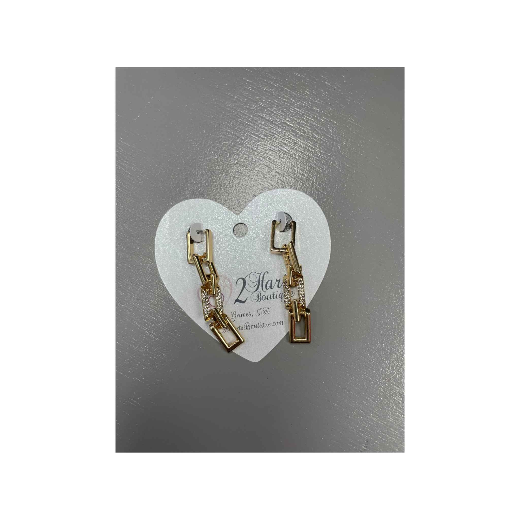 Gold Shingling Earrings With Rhinestones