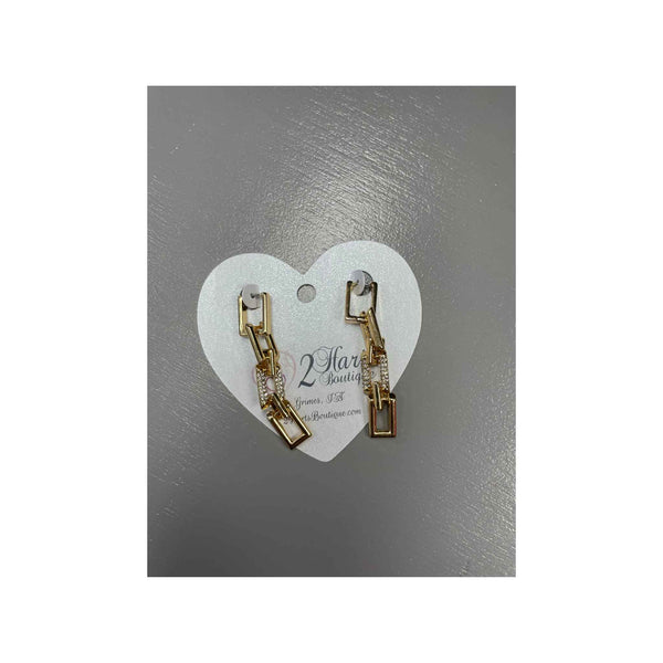 Gold Shingling Earrings With Rhinestones